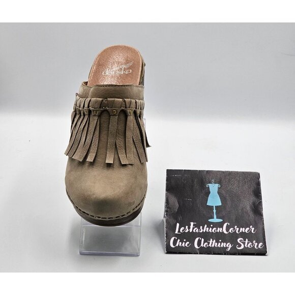 Dansko Women's Beige Suede Leather Deni Fringe Mules Clogs Size 6.5 (37) 2976 - Picture 15 of 16